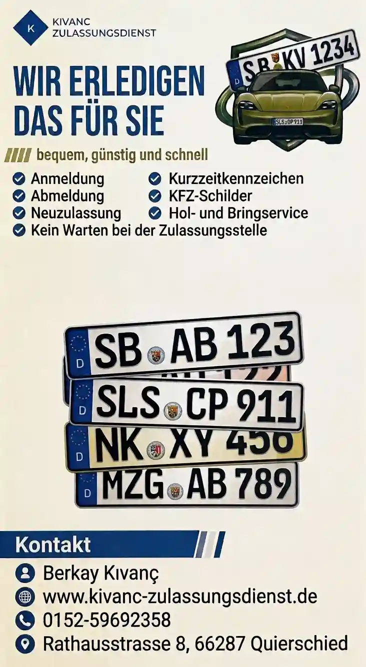 Ablauf & Downloads – Kfz-Zulassung Saarland | Kivanc Zulassungsdienst