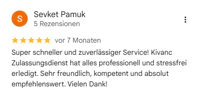 Google-Bewertung für Kivanc Zulassungsdienst